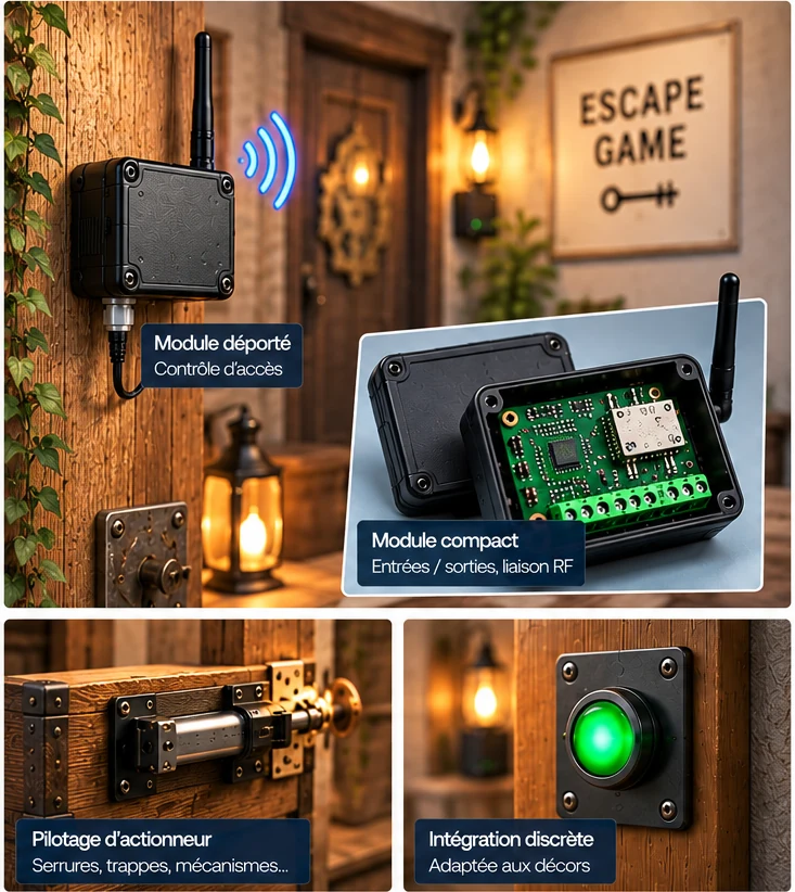 Mini-automates radio intégrés dans une salle d’Escape Game