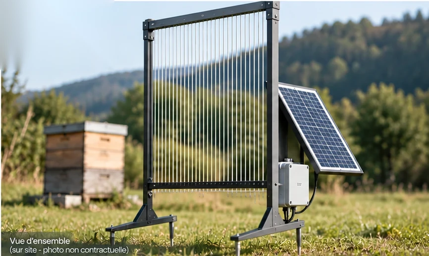 Harpe autonome de protection de ruches alimentée par panneau solaire