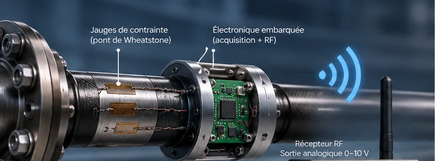 Instrumentation d’un arbre de transmission pour mesure de couple